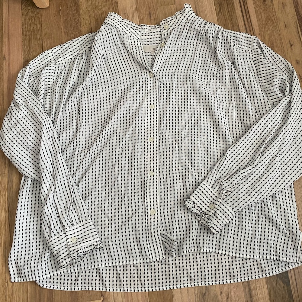 Loft black threaded white shirt